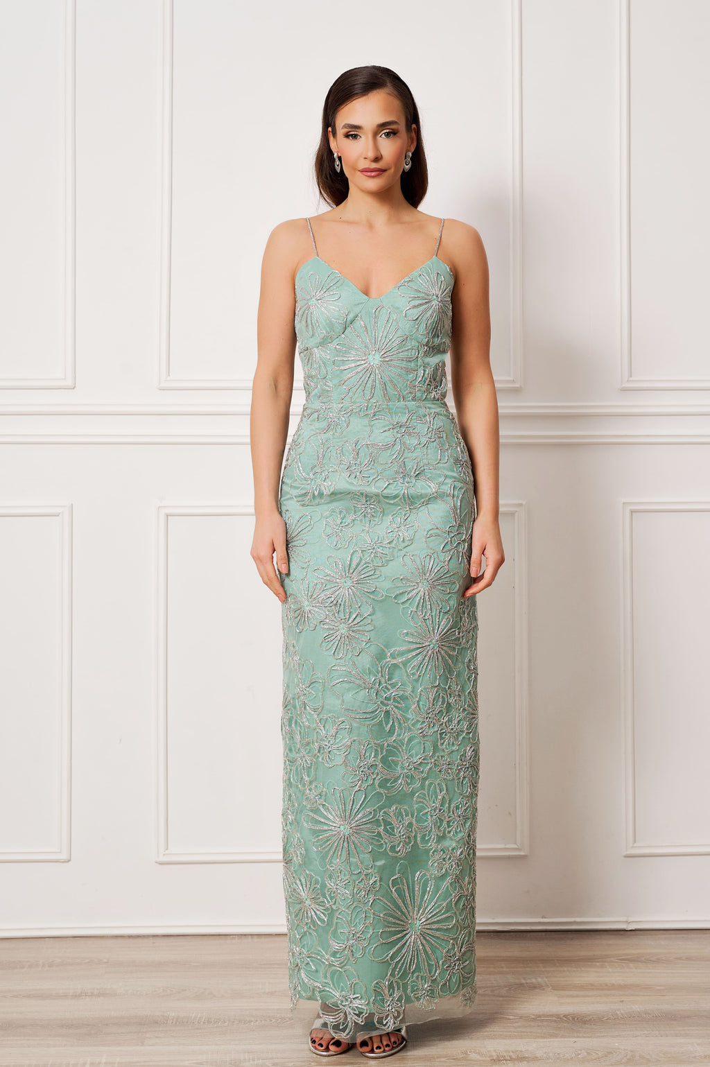 Moonlit Mint Embroidered Dress