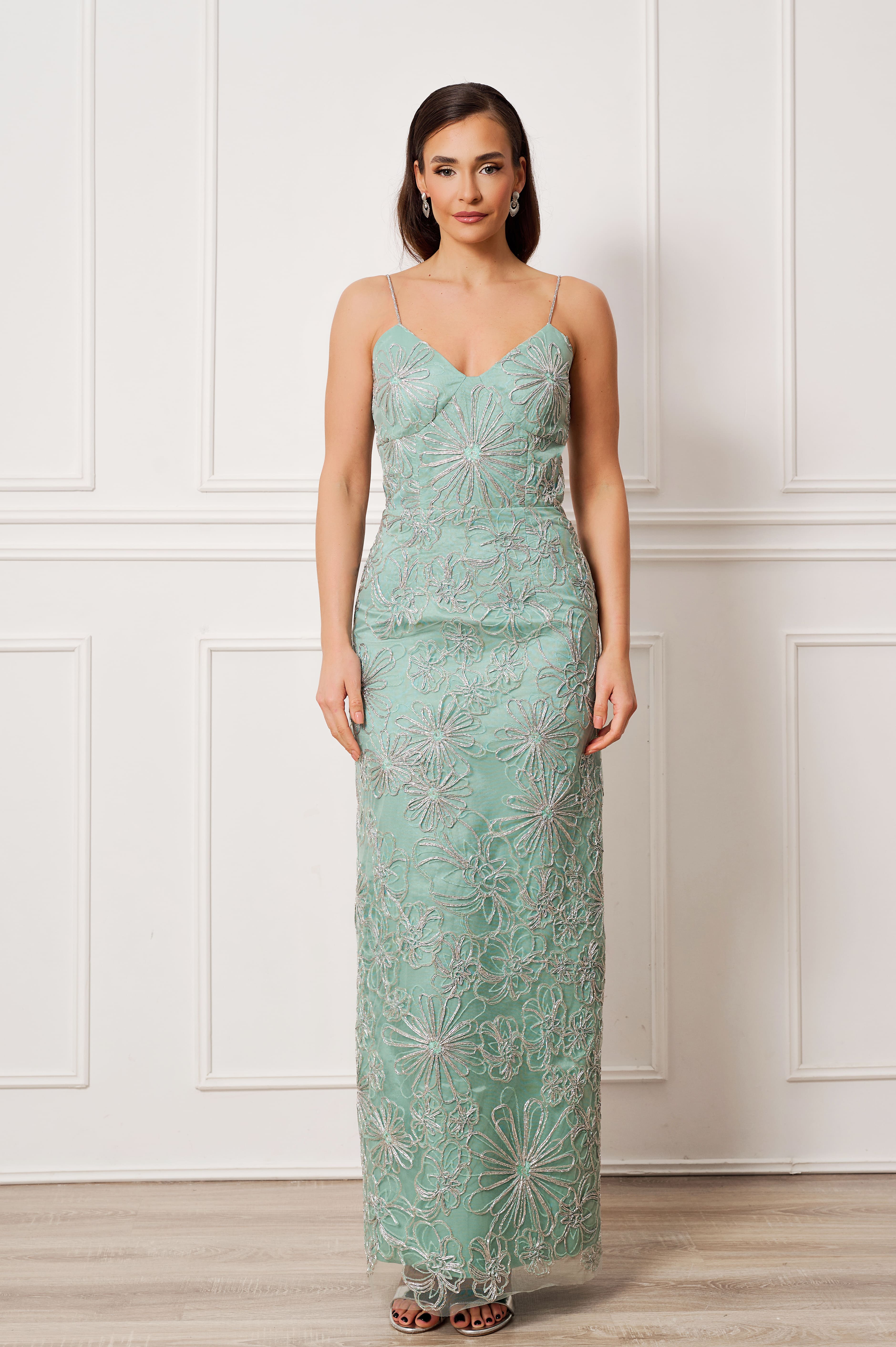 Moonlit Mint Embroidered Dress