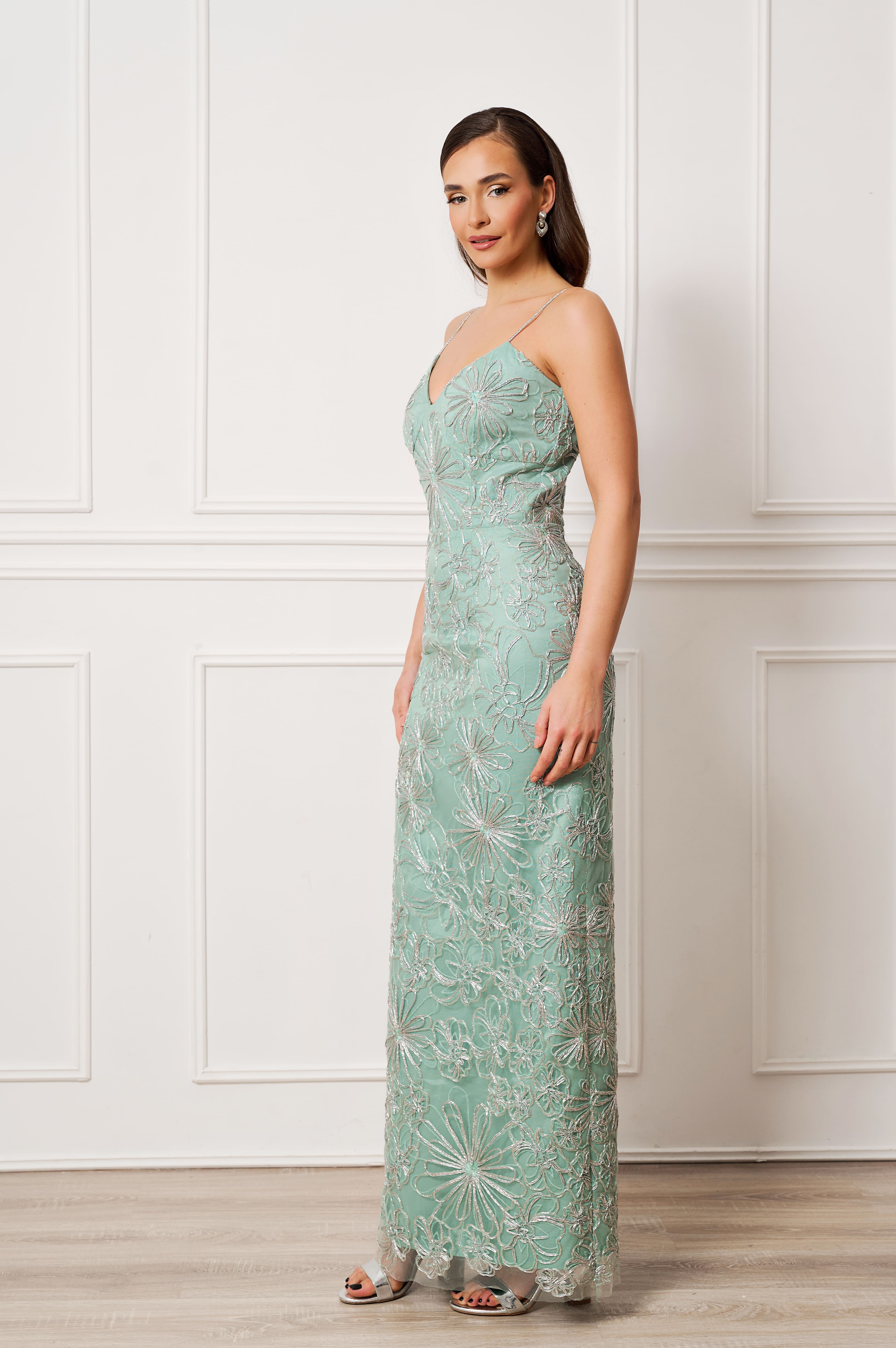 Moonlit Mint Embroidered Dress