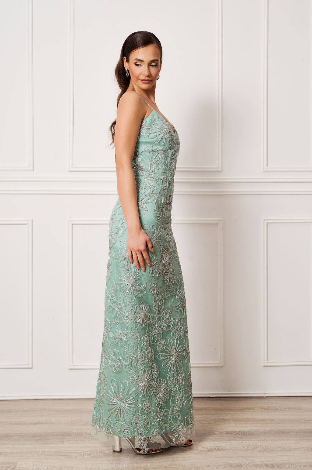 Moonlit Mint Embroidered Dress